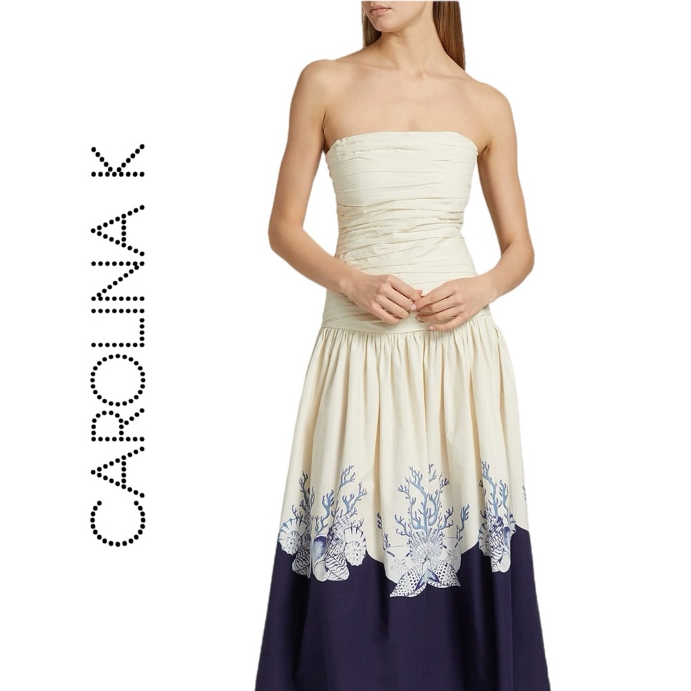 Anthropologie Carolina K Malla Strapless Drop-Waist Midi Dress